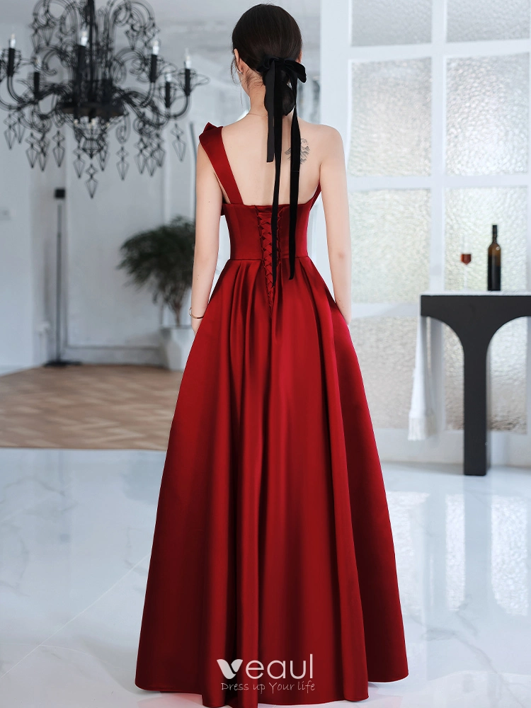 open lace back dress Modest Burgundy Mermaid Sequins Backless Long Prom Dresses