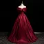 Elegant Burgundy Prom Dresses 2025 Ball Gown Bow Off-The-Shoulder Short Sleeve Backless Floor-Length / Long Prom Formal Dresses