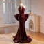 Scintillantes Bordeaux Faux Diamant Paillettes Robe De Soirée 2024 Trompette / Sirène Titulaire Sans Manches Dos Nu Noeud Train De Balayage Soirée Robe De Ceremonie