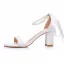 Élégant Blanche Perle Bride Cheville Peep Toes / Bout Ouvert Chaussure De Mariée 2024 7 cm Talons Épais Mariage Sandales Talons Hauts