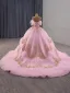 Luxury / Gorgeous Blushing Pink Beading Sequins Prom Dresses 2025 Ball Gown Spaghetti Straps Sleeveless Backless Chapel Train Prom Formal Dresses