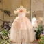 Bling Bling Blushing Pink Sequins Appliques Birthday Flower Girl Dresses 2025 Ball Gown Scoop Neck Short Sleeve Tea-length Tulle