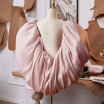 Chic Beautiful Blushing Pink Handmade Puffy Short Sleeve Prom Shawl 2025