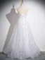 Charming White Appliques Sequins Prom Dresses 2024 A-Line / Princess Strapless Sleeveless Backless Floor-Length / Long Prom Formal Dresses