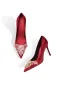 Chinese style Burgundy Satin Rhinestone Pointed Toe Wedding Shoes 2026 8 cm Stiletto Heels Wedding Pumps
