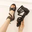 Simple Noire Plage Désinvolte Plate Sandales Femme 2022 Été Bride Cheville Peep Toes / Bout Ouvert Sandales