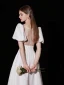 Modest / Simple Ivory Pearl Satin Prom Dresses 2022 A-Line / Princess Square Neckline Puffy Short Sleeve Floor-Length / Long Formal Dresses