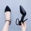 Schlicht Schwarz Büro OL Damen schuhe 2026 Knöchelriemen 9 cm Stilettos Spitzschuh Hochhackige