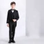 Fashion Black 6-piece Wedding Prom Boys Wedding Suits 2023 Coat Girdle Pants Shirt Tie Vest