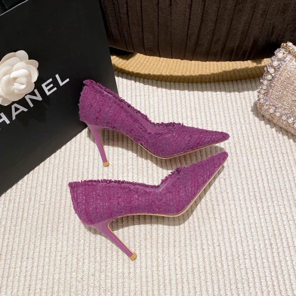 Fashion Black Evening Party Pumps 2023 Leather 8 cm Stiletto Heels Pointed Toe Pumps High Heels