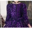 Sparkly Purple Sequins Birthday Flower Girl Dresses 2024 Ball Gown V-Neck Long Sleeve Floor-Length / Long