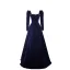 Vintage / Retro Navy Blue Suede Evening Dresses 2023 A-Line / Princess Square Neckline Long Sleeve Backless Bow Floor-Length / Long Evening Party Formal Dresses