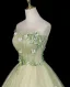Blumenfee Salbeigrün Perle Applikationen Ballkleider 2026 Ballkleid Bandeau Ärmellos Rückenfreies Lange Festliche Kleider