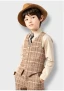 Tan Plaid 5-piece Boys Wedding Suits 2022 Long Sleeve Coat Pants Shirt Tie Vest