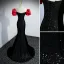 Sexy Noire Paillettes Noeud Robe De Soirée 2022 Trompette / Sirène Encolure Dégagée Gonflée Manches Courtes Dos Nu Train De Balayage Soirée Robe De Ceremonie