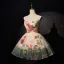 Vintage / Retro Champagne Rose Appliques Short Prom Dresses 2024 Scoop Neck Sleeveless Backless Prom Formal Dresses
