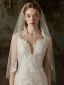Élégant Blanche Fait main Perle En Dentelle Fleur La Mariée Voile De Mariée 2025 Tulle