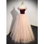 Chic / Beautiful Burgundy Rhinestone Tassel Prom Dresses 2023 2022 A-Line / Princess Off-The-Shoulder Sleeveless Backless Floor-Length / Long Prom Formal Dresses