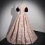 Elegante Burgunderrot Drucken Ballkleider 2023 Ballkleid Off Shoulder Kurze Ärmel Rückenfreies Lange Ball Festliche Kleider
