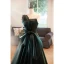 Fashion Dark Green Bow Prom Dresses 2023 A-Line / Princess Strapless Sleeveless Backless Floor-Length / Long Prom Formal Dresses
