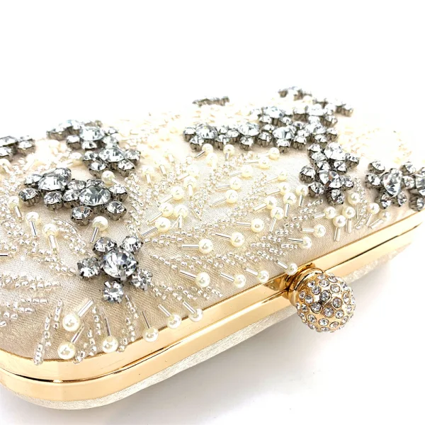 Scintillantes Argenté Fait main Perle Faux Diamant Soirée Pochette 2023