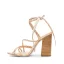 Sexy Beige Abend Sandalen Damen 2022 Flechten Knöchelriemen 11 cm Thick Heels Peeptoes Sandaletten Hochhackige