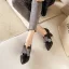 Mode Aprikos / Beige Casual Rhinestone Rosett Damskor 2022 7 cm Stilettklackar Spetsiga Damskor Högklackade