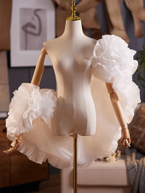 Fashion White Handmade  Flower Prom shawl 2025
