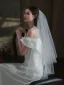 Chic / Belle Blanche Glitter Voile De Mariée 2025 1 m Tulle Mariage