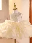 Bling Bling Champagne Sequins Cascading Ruffles Birthday Flower Girl Dresses 2026 Ball Gown Scoop Neck Sleeveless Bow Short