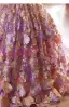 Flower Fairy Lavender Lace Flower Birthday Flower Girl Dresses 2024 Ball Gown Scoop Neck Cap Sleeves Backless Floor-Length / Long