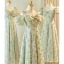 Chic / Belle Vert Cendré Appliques Robe Demoiselle D'honneur 2023 Princesse Noeud Manches Courtes Dos Nu Longue Robe Demoiselle D'honneur