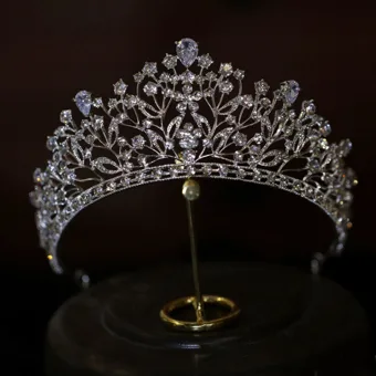 Mote Sølv Rhinestone Bryllup Zirkon Har Tilbehor 2022 Legering Tiara