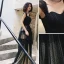 Chic / Beautiful Black Spotted Prom Dresses 2022 A-Line / Princess Square Neckline Sleeveless Backless Floor-Length / Long Prom Formal Dresses