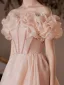 Lovely Blushing Pink Prom Dresses 2022 A-Line / Princess Ruffle Off-The-Shoulder Beading Short Sleeve Backless Floor-Length / Long Prom Formal Dresses