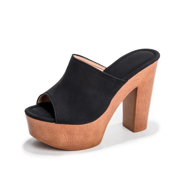 Chic / Beautiful Navy Blue Summer Street Wear Womens Sandals 2022 11 cm Thick Heels Open / Peep Toe Sandals High Heels