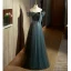 Chic / Beautiful Ink Blue Spotted Prom Dresses 2022 A-Line / Princess Off-The-Shoulder Short Sleeve Backless Sequins Bow Floor-Length / Long Formal Dresses