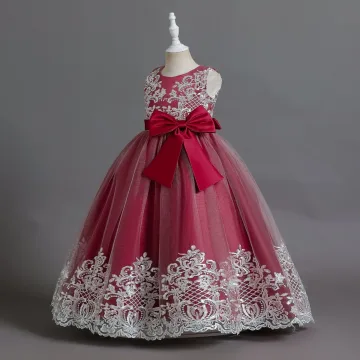 Elegant Burgundy Birthday Lace Flower Flower Girl Dresses 2023 A Line Princess Scoop Neck Sleeveless Bow Sash Floor Length Long Flower Girl Dresses