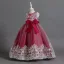 Elegant Burgundy Birthday Lace Flower Flower Girl Dresses 2023 A-Line / Princess Scoop Neck Sleeveless Bow Sash Floor-Length / Long Flower Girl Dresses