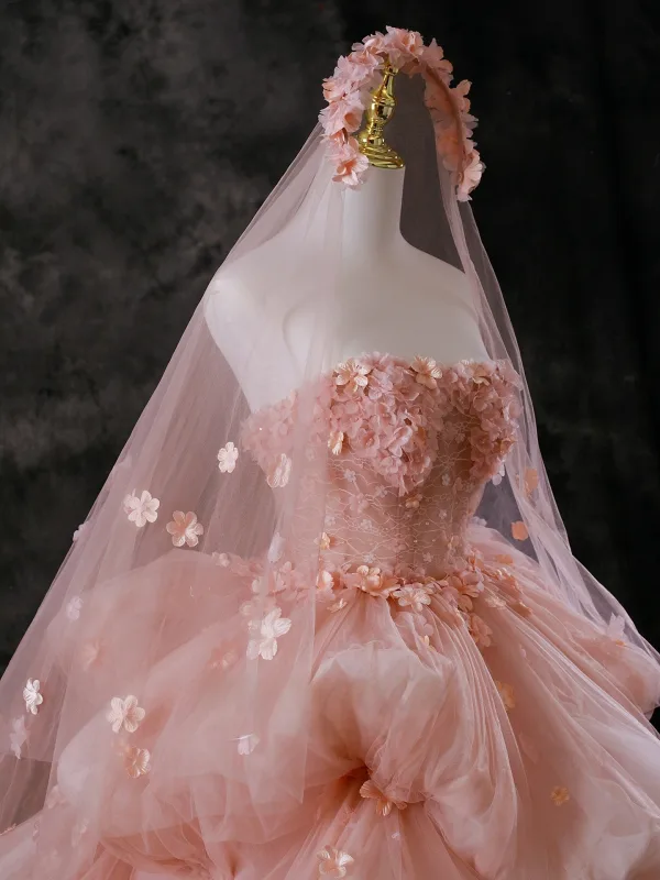 Luxus / Herrlich Rosa Applikationen Pailletten Ballkleider 2025 Ärmellos Bandeau Rückenfreies Kapelle-Schleppe Festliche Kleider