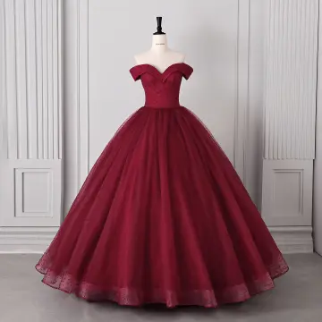 Vintage Retro Burgundy Spotted Prom Dresses 2026 Ball Gown Off The Shoulder Short Sleeve Backless Floor Length Long Formal Dresses