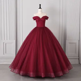 Vintage Retro Burgundy Spotted Prom Dresses 2026 Ball Gown Off The Shoulder Short Sleeve Backless Floor Length Long Formal Dresses