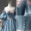 Lovely Pool Blue Bow Prom Dresses 2023 Ball Gown Off-The-Shoulder Short Sleeve Backless Floor-Length / Long Prom Formal Dresses