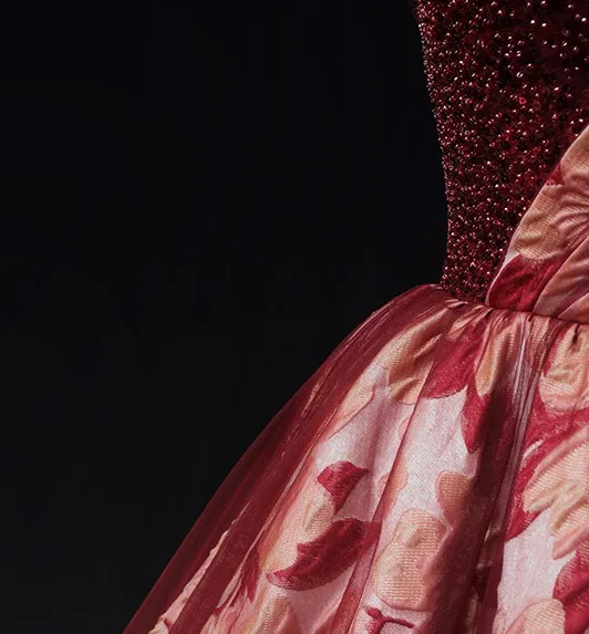 Glamour Rouge Perlage Paillettes Robe De Bal 2025 Robe Boule Bustier Sans Manches Dos Nu Longue Promo Robe De Ceremonie