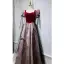 Elegant Burgundy Suede Prom Dresses 2023 A-Line / Princess Square Neckline Short Sleeve Backless Floor-Length / Long Prom Formal Dresses