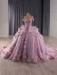 Luxury / Gorgeous Flower Fairy Purple Handmade  Beading Pearl Sequins Lace Flower Appliques Prom Dresses 2025 Ball Gown Off-The-Shoulder Sleeveless