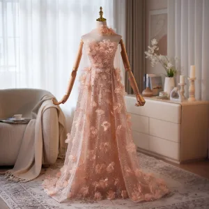 Charmant Rougissant Rose Appliques Glitter Perle Faux Diamant Robe De Bal 2026 Princesse Bustier Sans Manches Dos Nu Longue Promo Robe De Ceremonie
