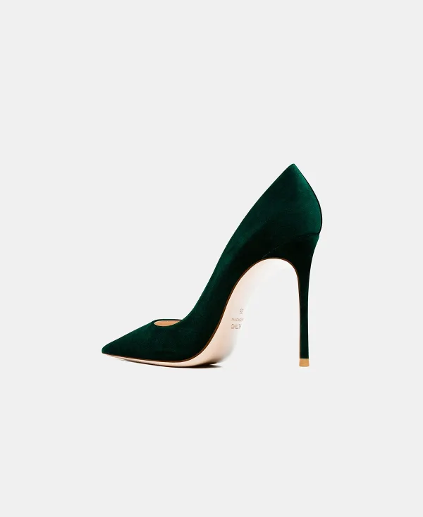 Mooie / Prachtige Donkergroen Avond Suede Pumps 2025 Leer 10 cm Naaldhakken / Stiletto Spitse Neus Pumps Hoge Hakken
