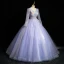 Chic / Beautiful Lavender Beading Sequins Appliques Prom Dresses 2023 Ball Gown V-Neck Long Sleeve Backless Floor-Length / Long Prom Formal Dresses