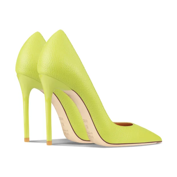 Moda Verde Salvia Oficina OL Cuero Tacones 2025 10 cm Stilettos / Tacones De Aguja Punta Estrecha Tacones High Heels